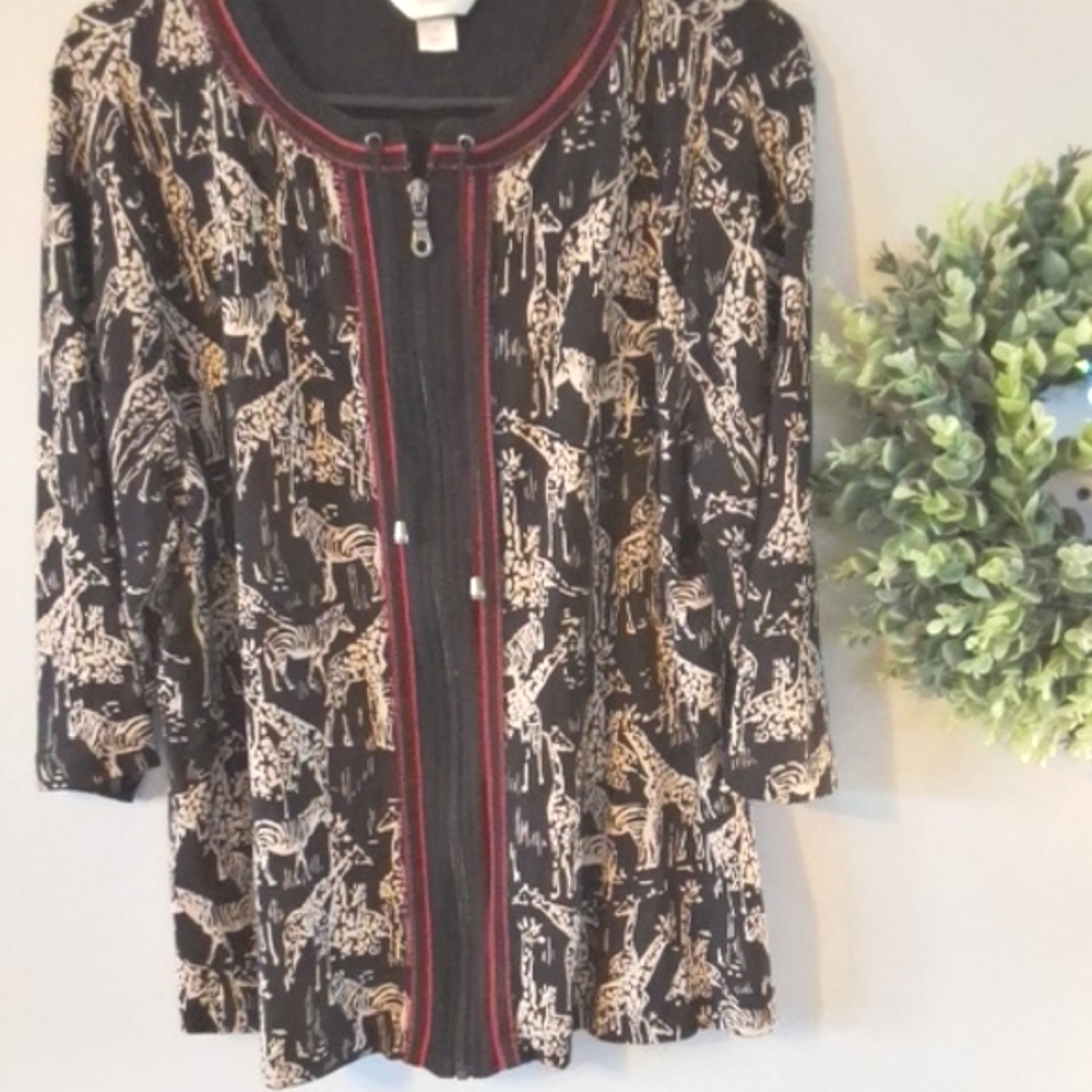 Christopher & Banks Animal Print Zip-Up Jacket 13